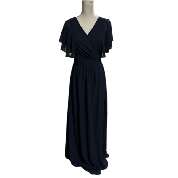 Elegant Navy Blue Wrap Dress Maxi Dress Size XL NWOT - Picture 4 of 4